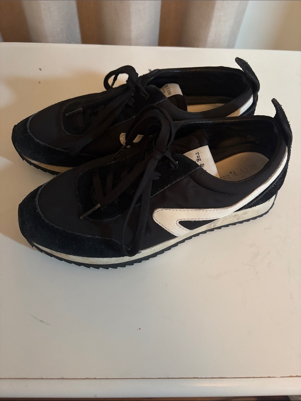 rag & bone Black and White Retro Runner Sneakers